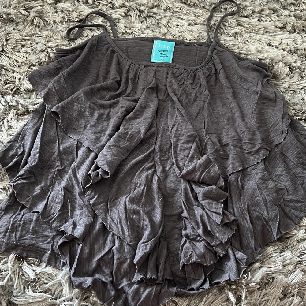 h.i.p. Gray Tiered Ruffle Spaghetti Strap Camisole - Picture 7 of 9